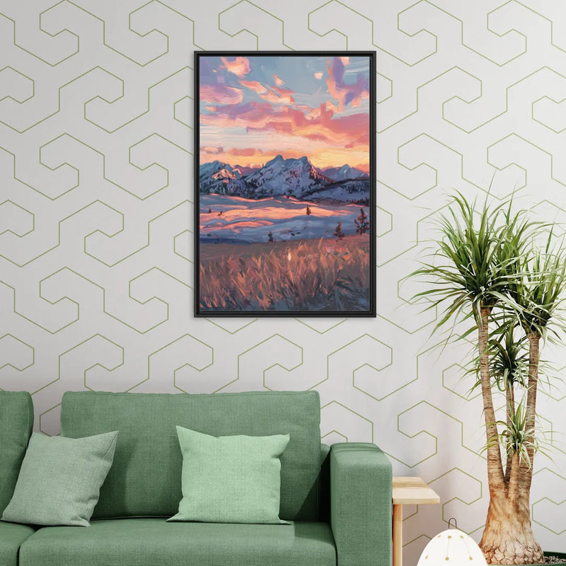 Bozeman Sunset Horizon - Living Room Black Frame Canvas