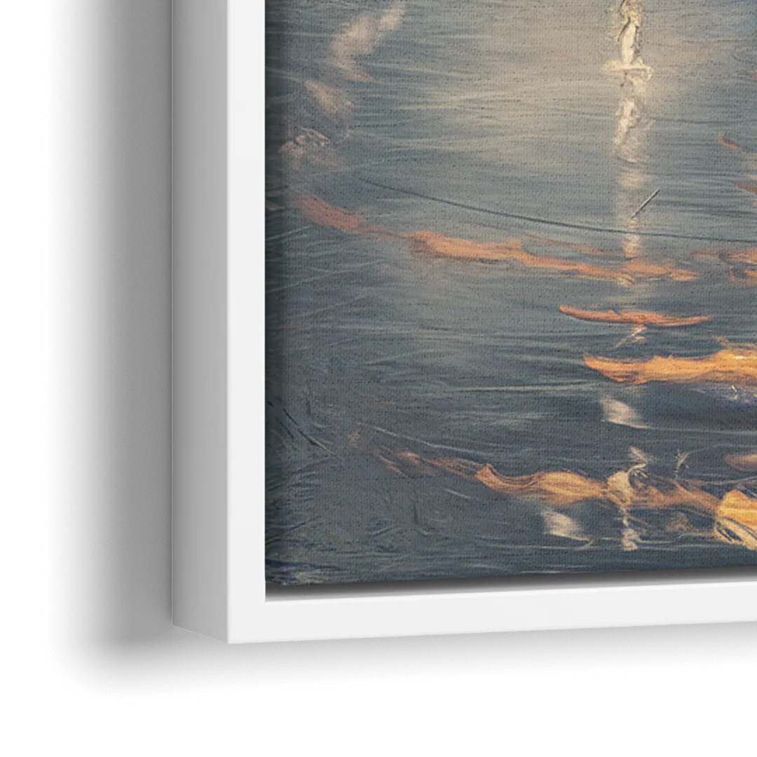New York City Skyline Reflection - Close-Up White Frame Canvas