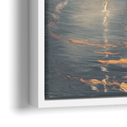 New York City Skyline Reflection - Close-Up White Frame Canvas