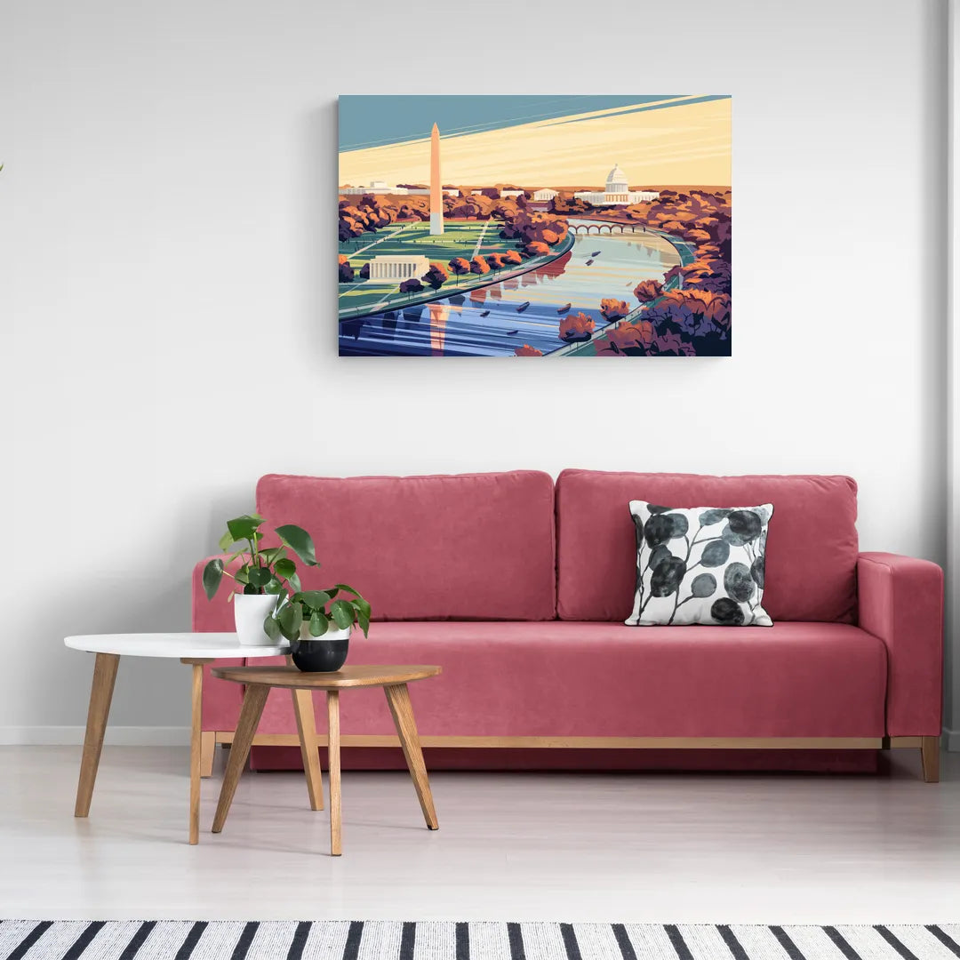 Washington Dc Aerial View - Canvas Wall Art Living Room