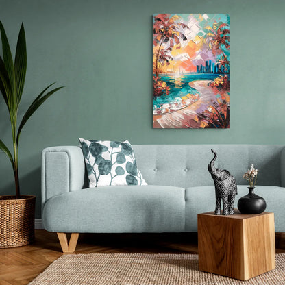 Miami Tropical Paradise - Canvas Wall Art Living Room