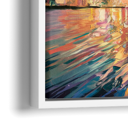 Tampa Cityscape Reflection - Close-Up White Frame Canvas