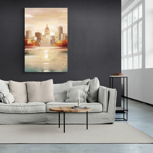 Madison Sunrise Over Downtown - Canvas Wall Art Living Room