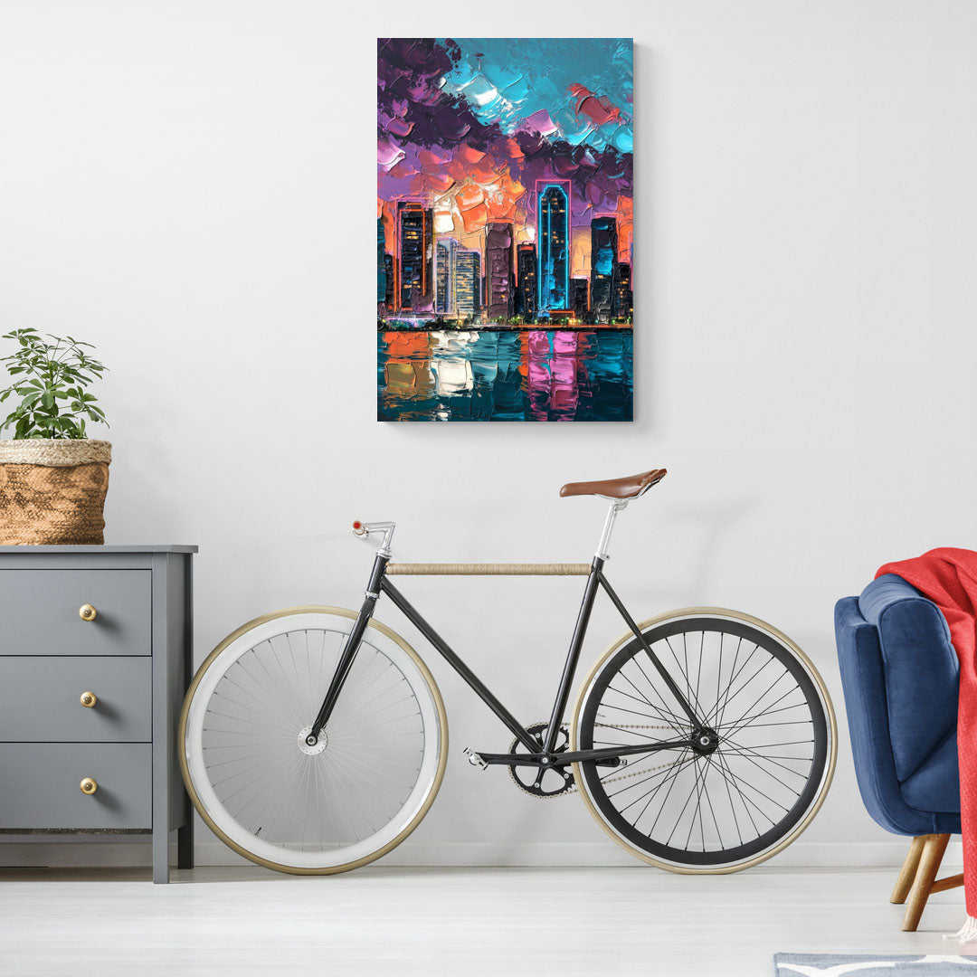 Miami Iconic Skyline - Canvas Wall Art Living Room