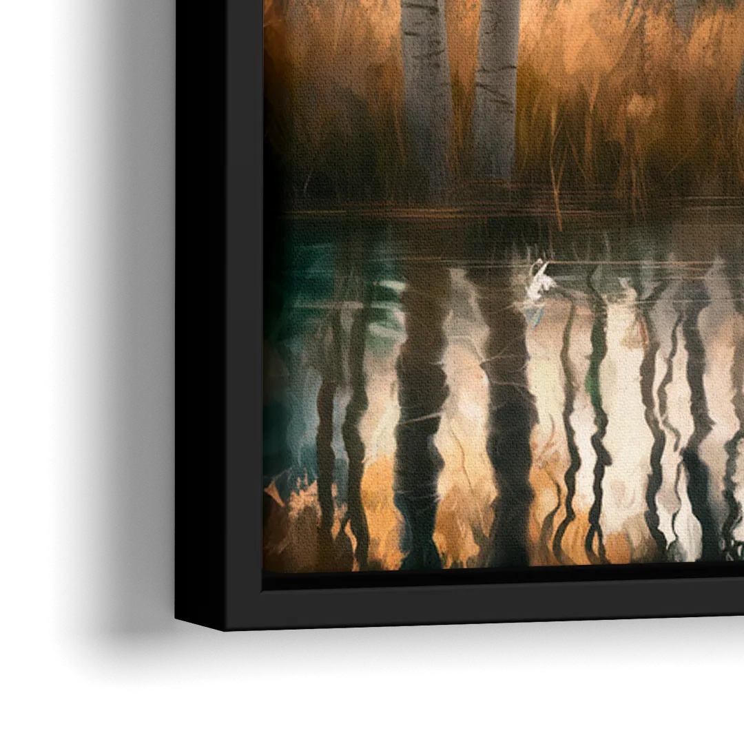 Aspen Forest Reflections - Close-Up Black Frame Canvas