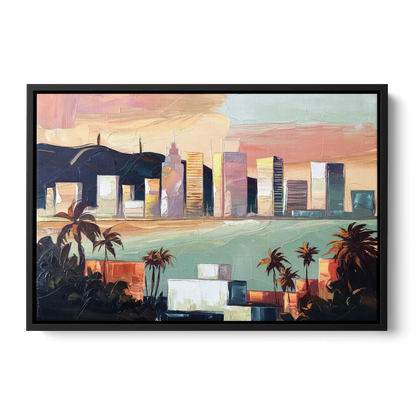San Jose Downtown Skyline - Black Frame Canvas
