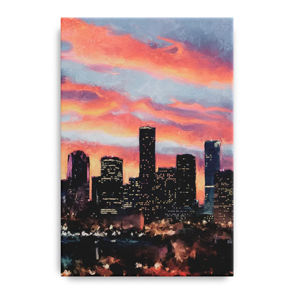 Houston Sunset Skyline - Canvas Wall Art