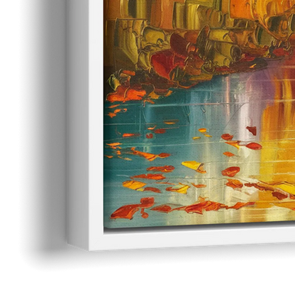 New Hope Autumn Landscape - Close-Up White Frame Canvas
