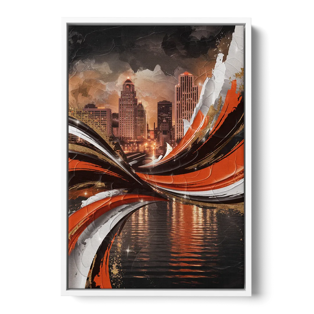 Cincinnati Bengals Championship Parade - White Frame Canvas