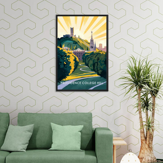 Providence College Hill View - Living Room Black Frame Canvas