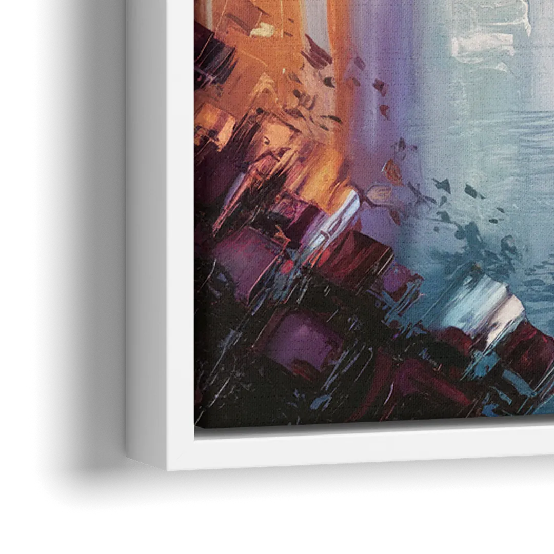 Cleveland Skyline Reflection - Close-Up White Frame Canvas