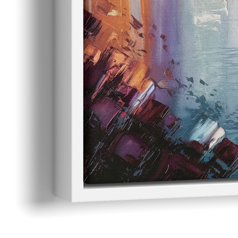 Cleveland Skyline Reflection - Close-Up White Frame Canvas