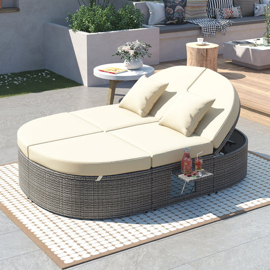 Luxurious 2-Person Wicker Daybed with Cushions – Perfect for Patio
