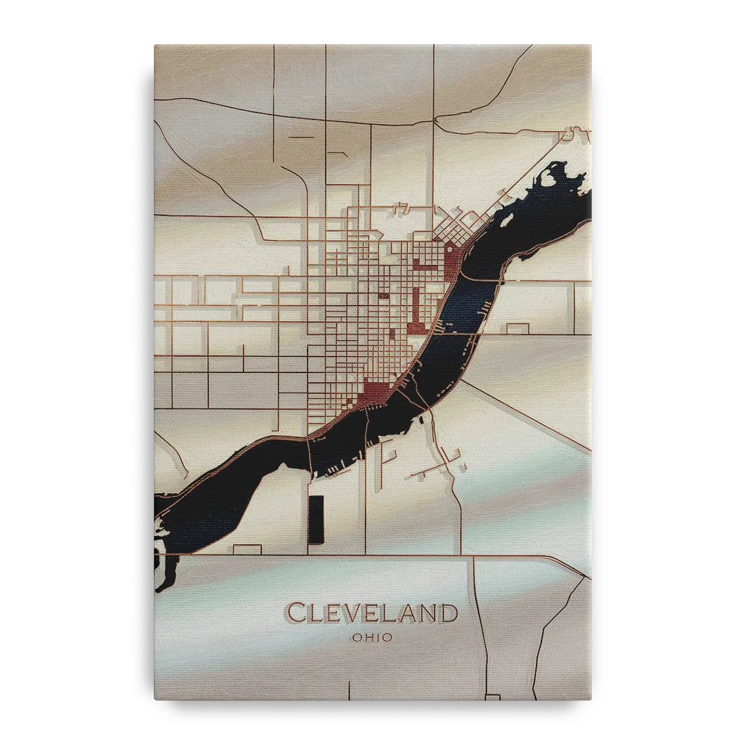Cleveland Ohio Map Design - Canvas Wall Art