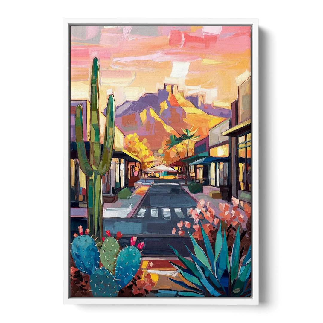 Scottsdale Downtown Vibes - White Frame Canvas