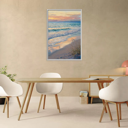 Hilton Head Island Sunset Beach View - Living Room White Frame Canvas