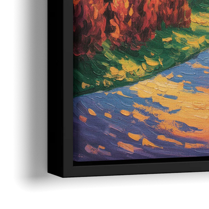 Niagara Parkway Autumn - Close-Up Black Frame Canvas