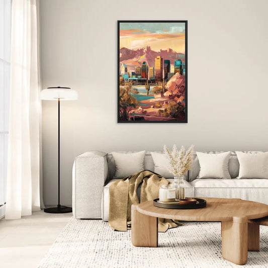 Mesa City Skyline - Living Room Black Frame Canvas