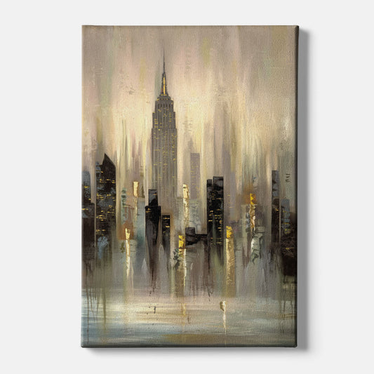 New York City Skyline in Fog - Canvas Wall Art