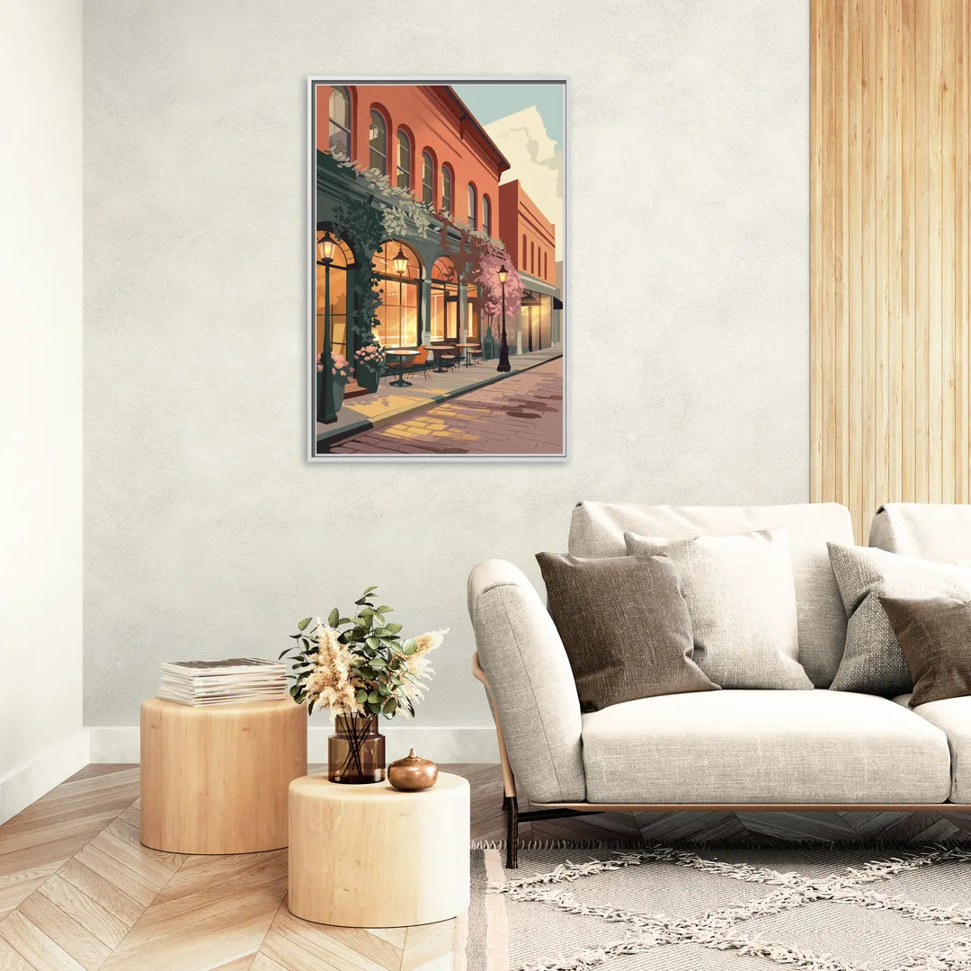 Lubbock Downtown Charm - Living Room White Frame Canvas