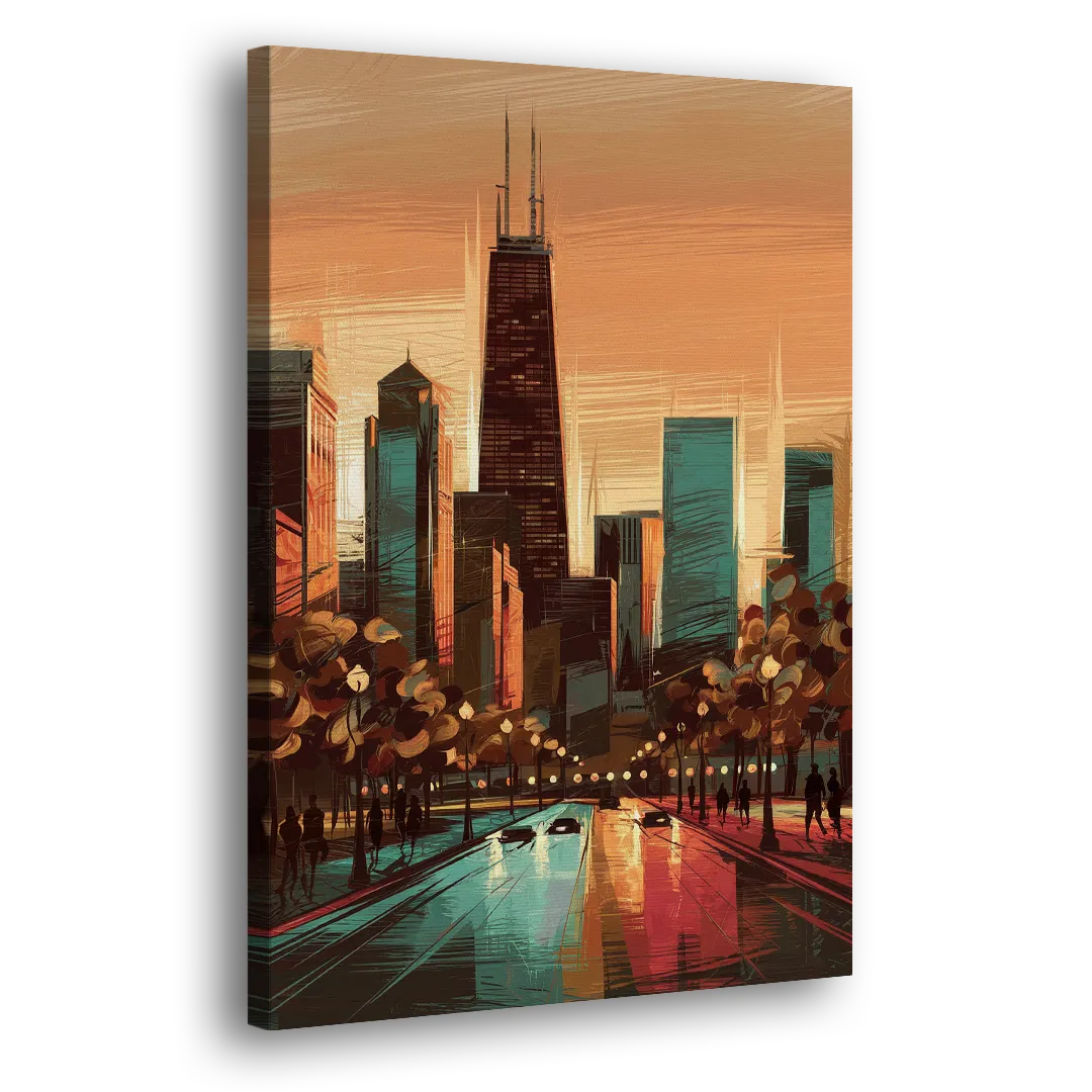Chicago Magnificent Mile - Canvas Print Art Sides