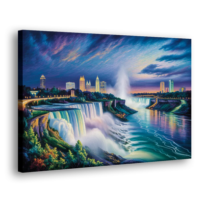 Niagara Night Skyline - Canvas Print Art Sides
