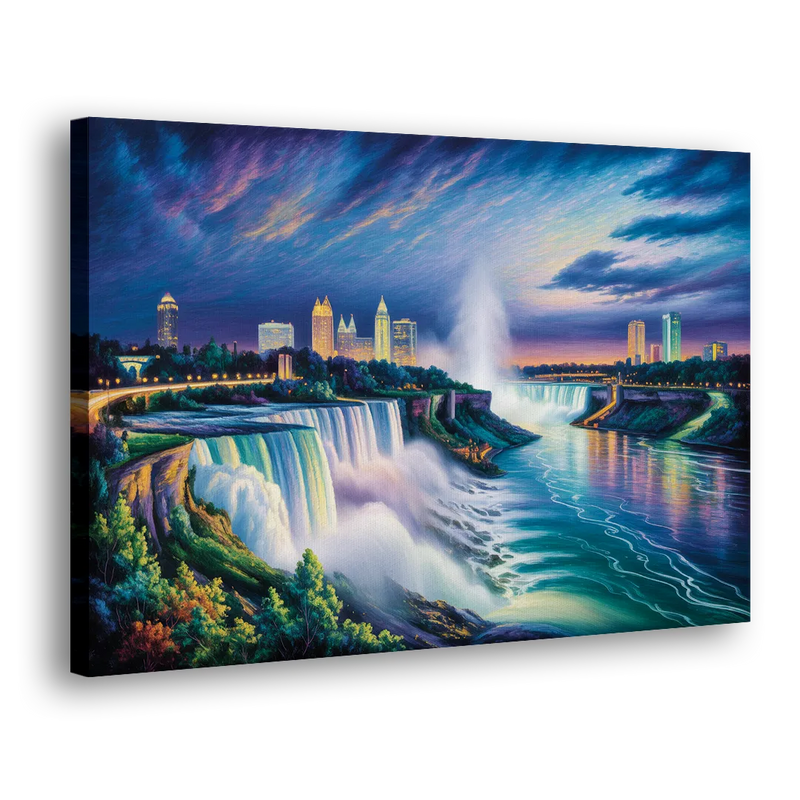 Niagara Night Skyline - Canvas Print Art Sides
