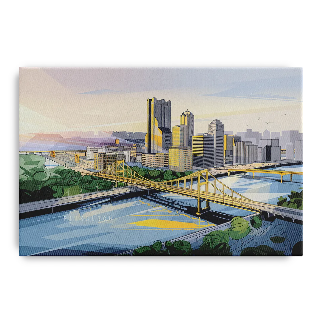Pittsburgh Golden Triangle View - Canvas Wall Art