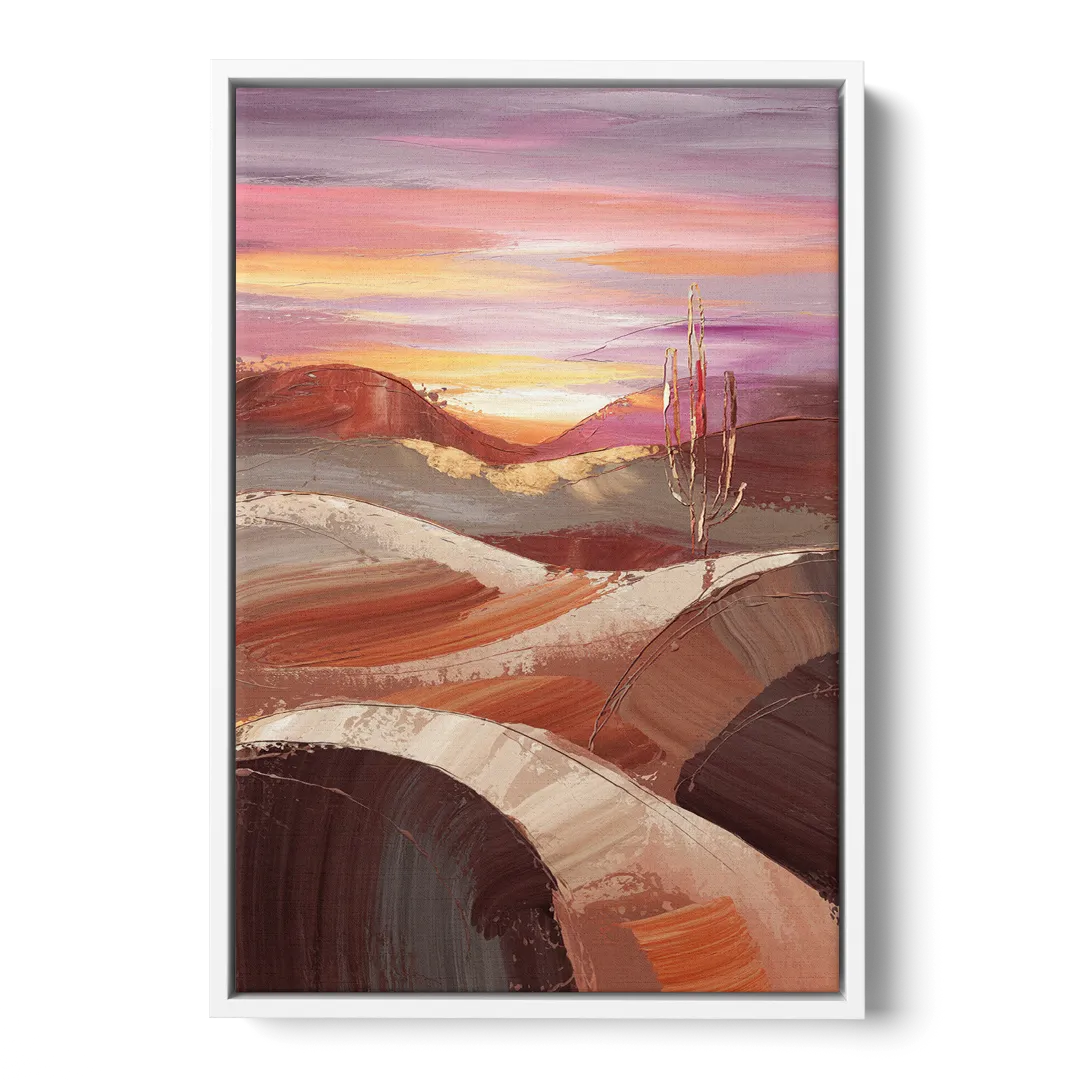 Santa Fe Desert Sunrise - White Frame Canvas