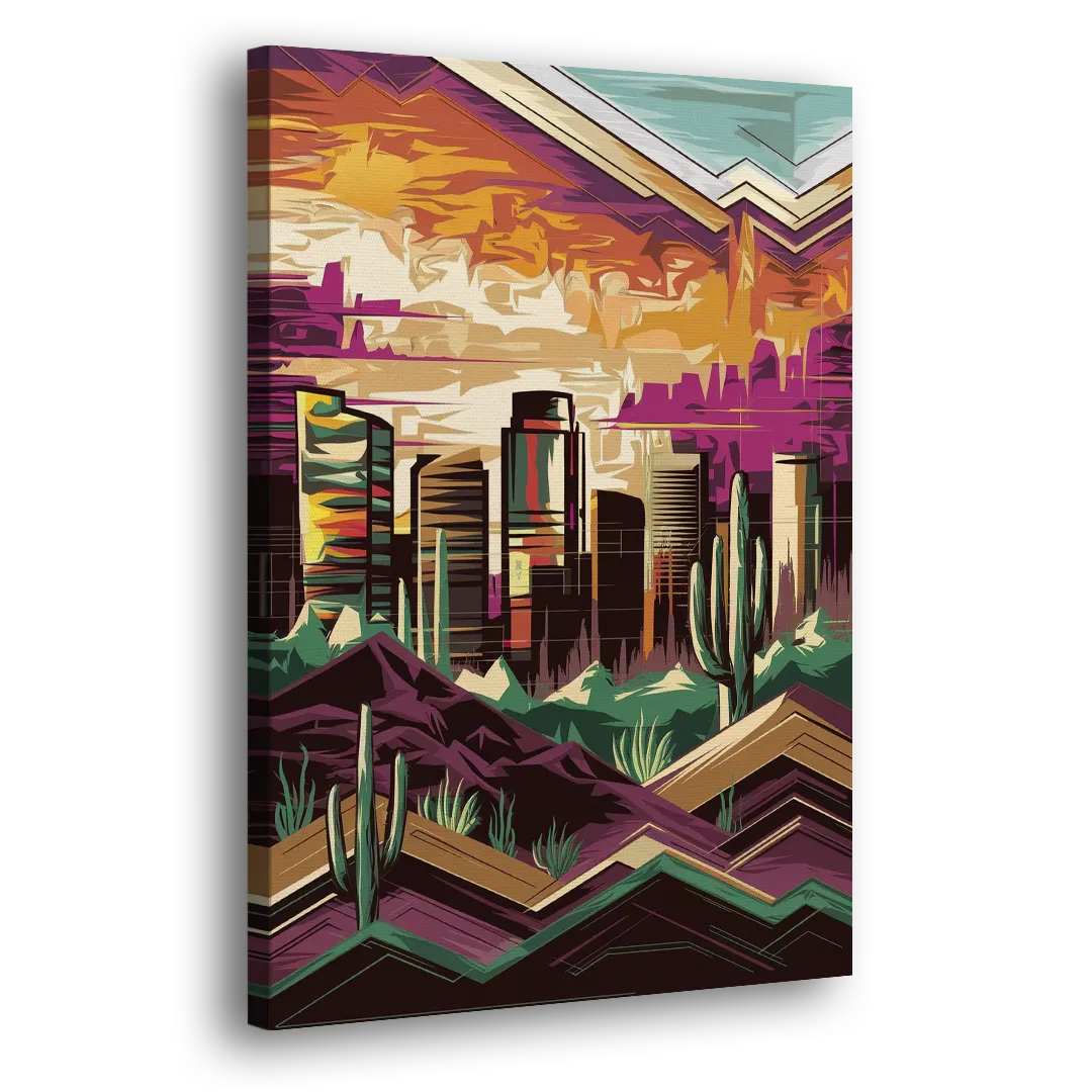 Phoenix Skyline at Sunset - Canvas Print Art Sides