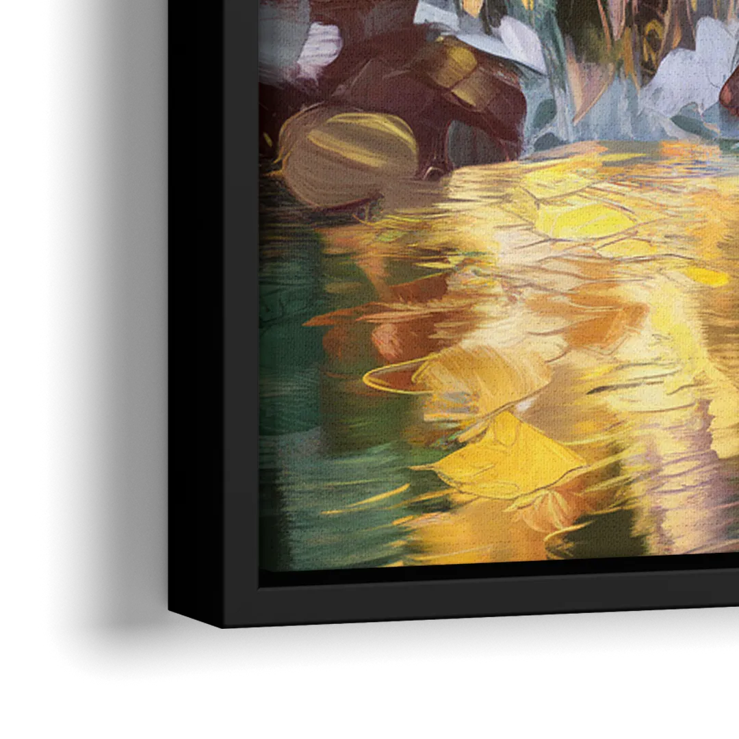 Greenville Downtown Streetscape - Close-Up Black Frame Canvas