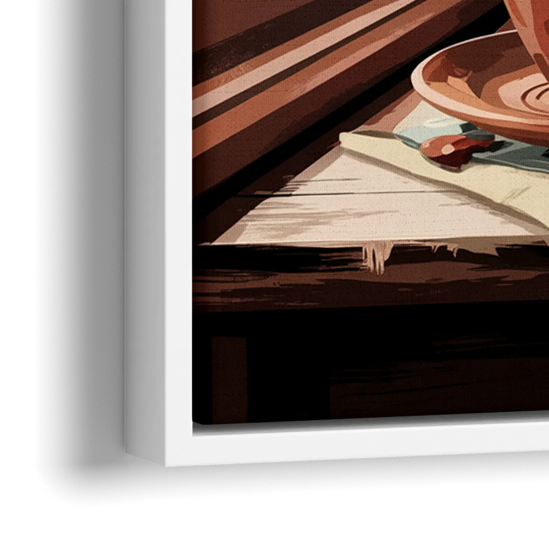 Seattle Coffee Culture Vibes - Close-Up White Frame Canvas