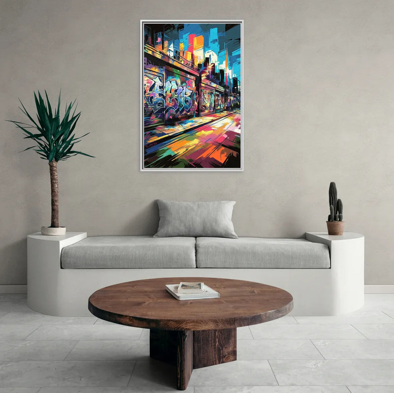 Dunedin Street Art Vibes - Living Room White Frame Canvas