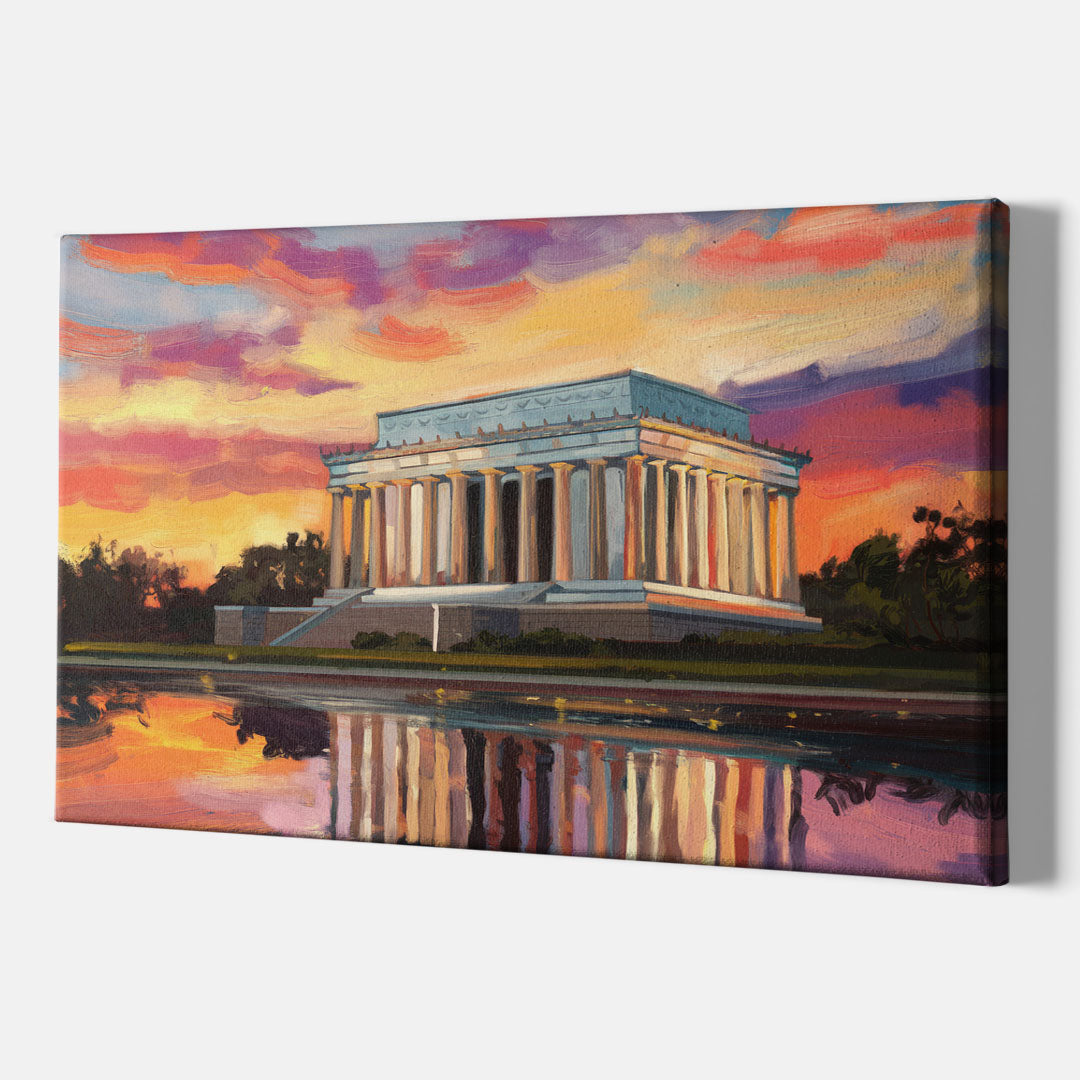 Lincoln Memorial Sunset - Canvas Wall Art Indoor