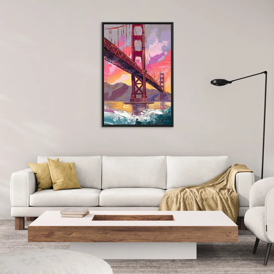 San Francisco Golden Gate Bridge - Living Room Black Frame Canvas