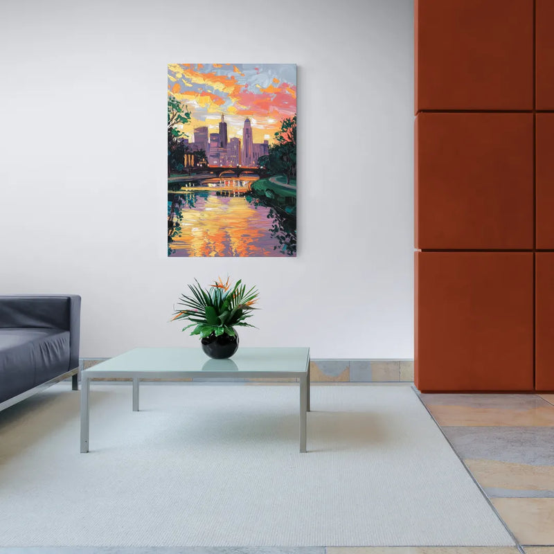 Augusta Sunset Over Skyline - Canvas Wall Art Living Room