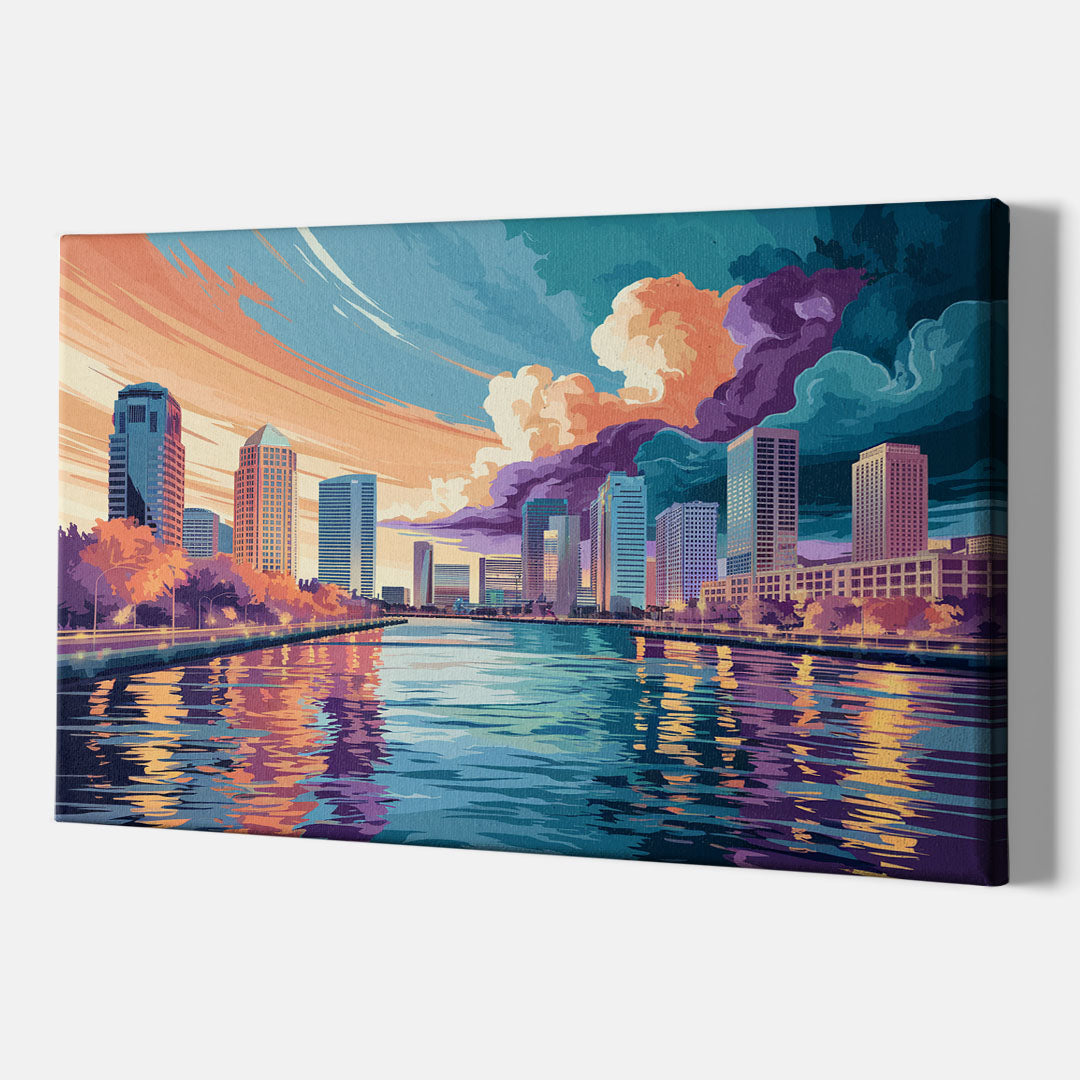 Tampa Bay Skyline Panorama - Canvas Wall Art Indoor
