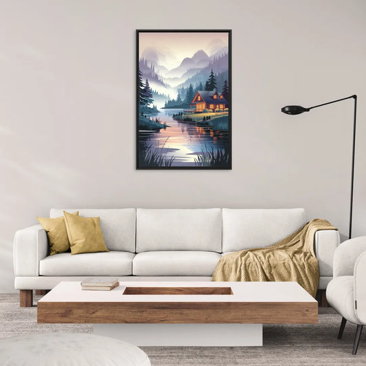 Joseph Serene Waterfront - Living Room Black Frame Canvas