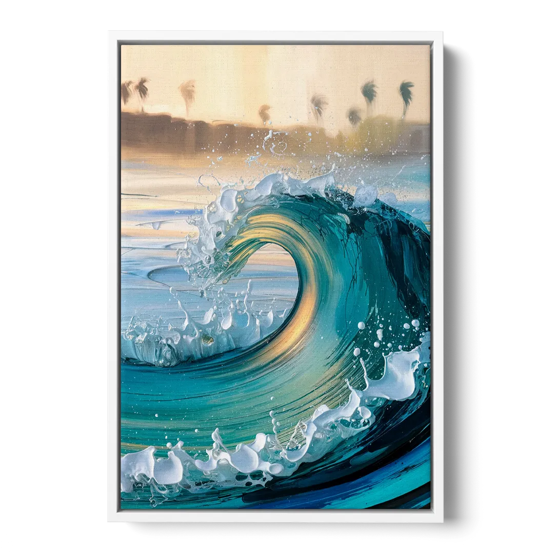 San Diego Ocean Waves - White Frame Canvas