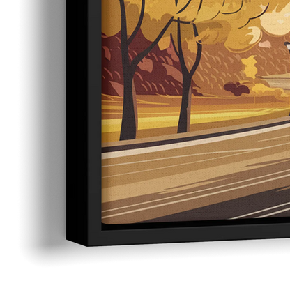 Denver Cityscape in Autumn - Close-Up Black Frame Canvas