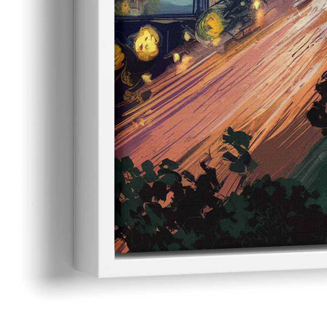 Phoenix Arizona Nightscape - Close-Up White Frame Canvas