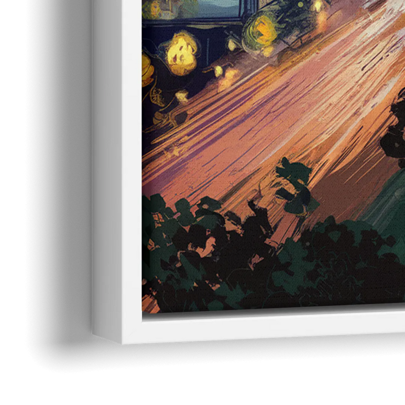 Phoenix Arizona Nightscape - Close-Up White Frame Canvas