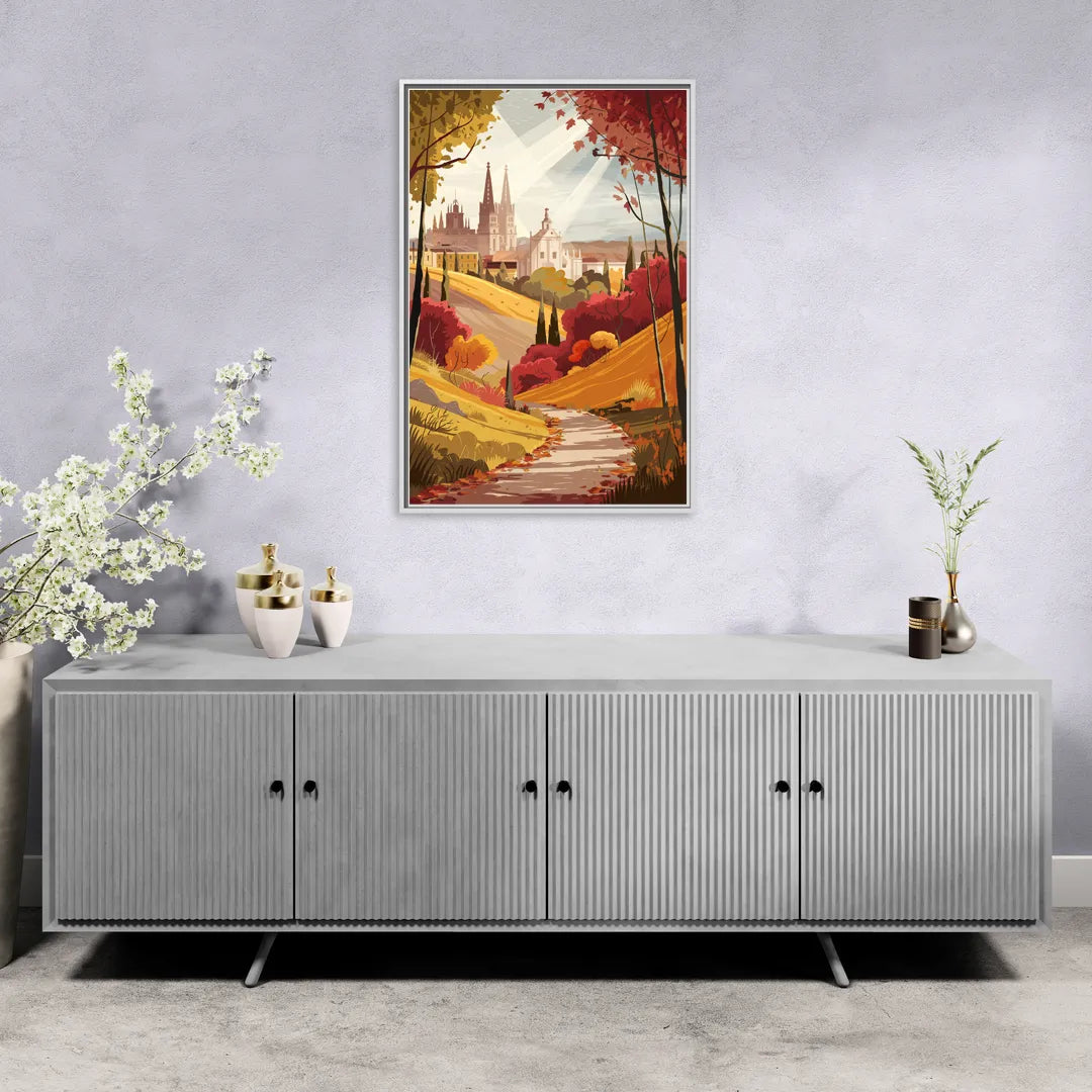 Toledo Autumn Landscape - Living Room White Frame Canvas