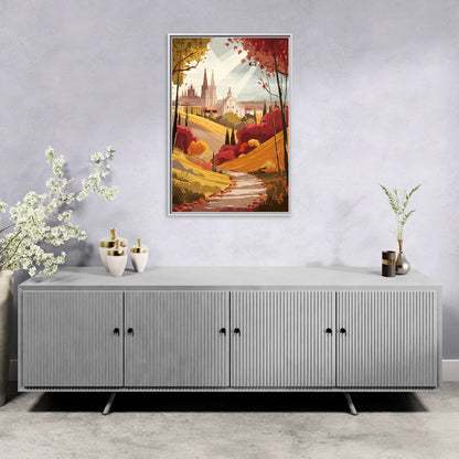 Toledo Autumn Landscape - Living Room White Frame Canvas