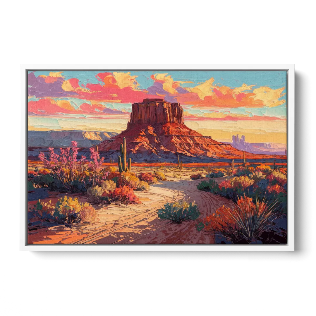 Mesa Scenic Desert - White Frame Canvas