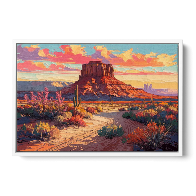 Mesa Scenic Desert - White Frame Canvas