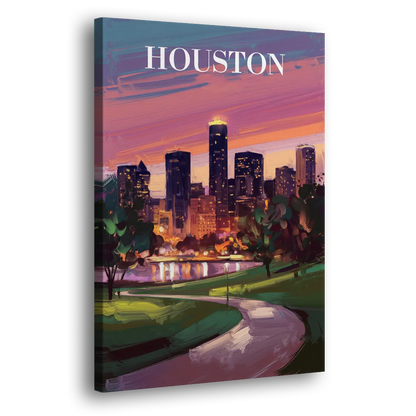 Houston Downtown Vibes - Canvas Print Art Sides