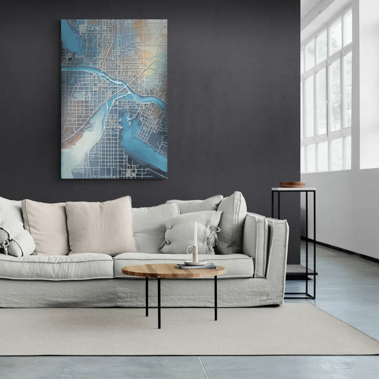 Kansas City Missouri Map - Canvas Wall Art Living Room