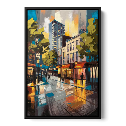 Burlington Vibrant Downtown - Black Frame Canvas