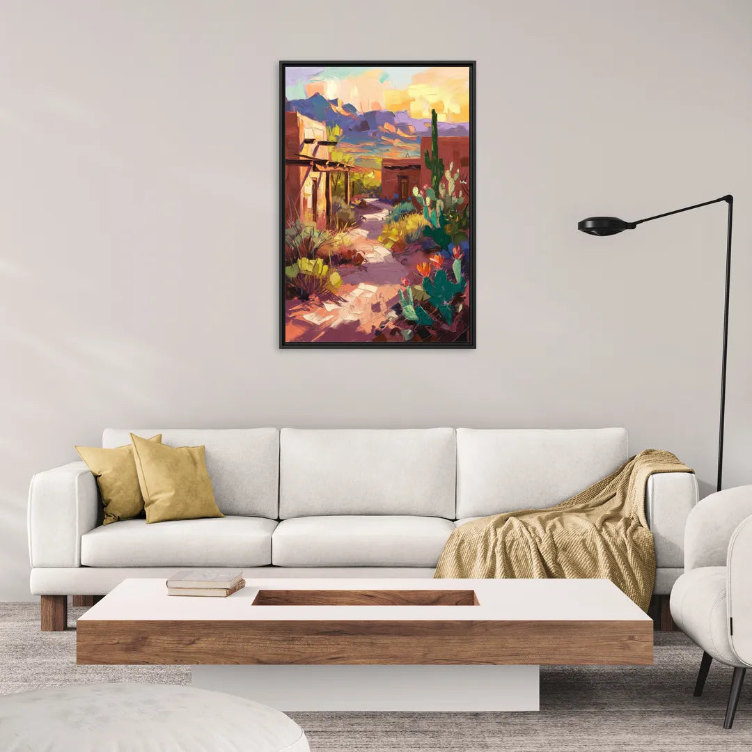 Santa Fe Desert Trail - Living Room Black Frame Canvas
